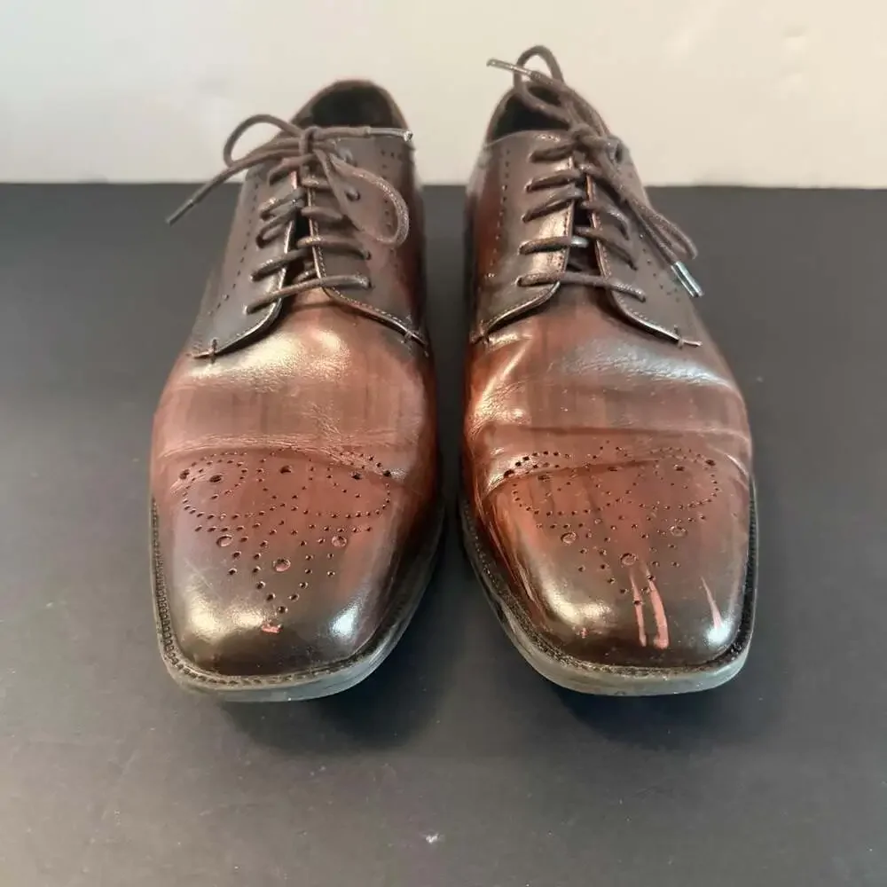 Belvedere‎ Concord Brown Leather Brogue Oxford Shoes Size 8.5D